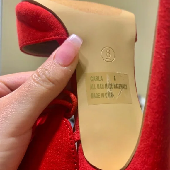 Charlotte Russe Red Lace Up 4-inch Heels - Picture 3 of 3